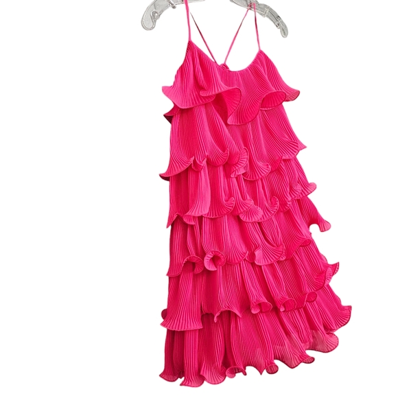Nwot Akira Hot Pink Pleated Tiered Ruffle Adjustabl Spaghetti straps Par… - Picture 14 of 17